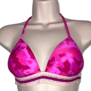HULA HONEY Hana Pink PushUp Tie Dye Pink Swim Bikini Top Size Small